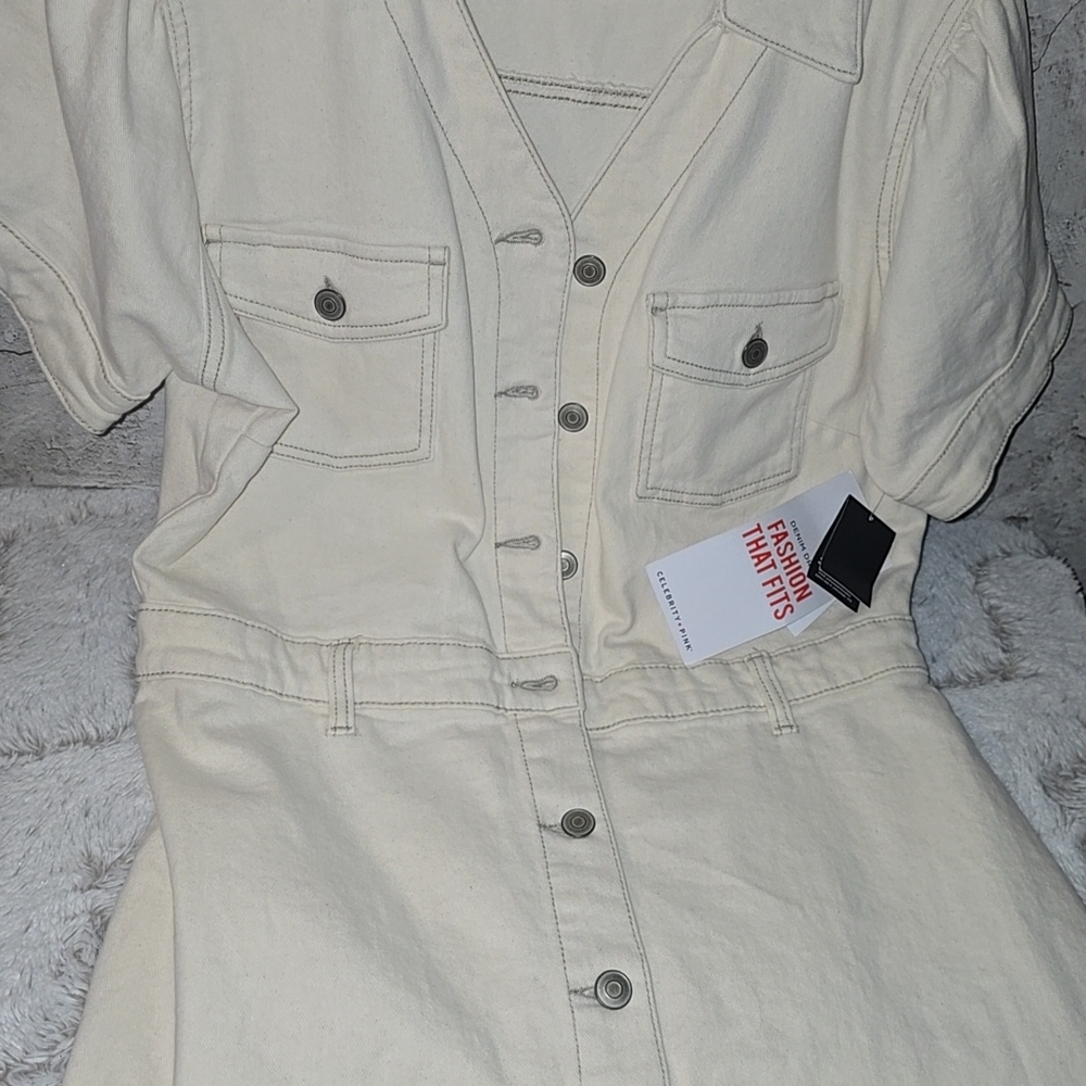 Cream Button-Up Dress